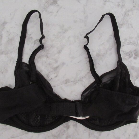 Chantelle Bra 32D Black Lace Parisian Alure Sheer Plunge Unlined Underwire - Picture 2 of 4